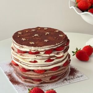 Chocolate Strawberry Mille Crepe Cake 法芙娜巧克力千层蛋糕
